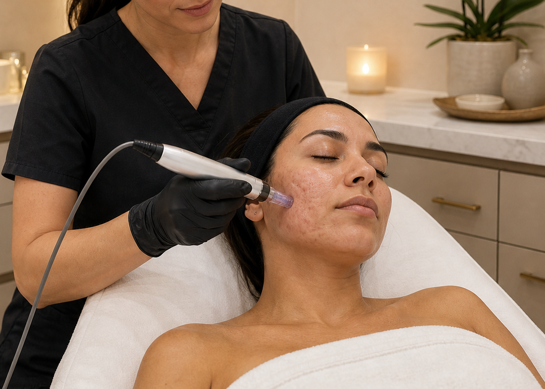 Before photo for a microneedling treatment story